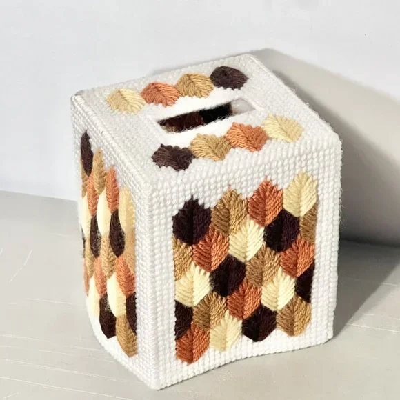 MCM Multicolored Pattern Square Vintage Tissue Box Cover - Picture 3 of 4